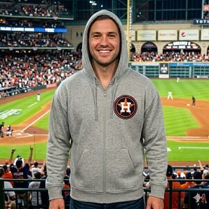 Houston Astros New Era Men's Full-Zip Hoodie, Heather Grey, XL, Patches, New